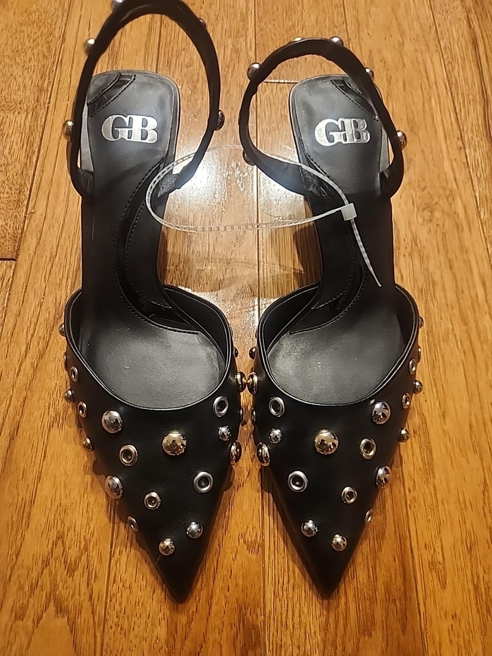 Gianni Bini Black Pointed Slingback Heels with Silver Studs Size 8.5